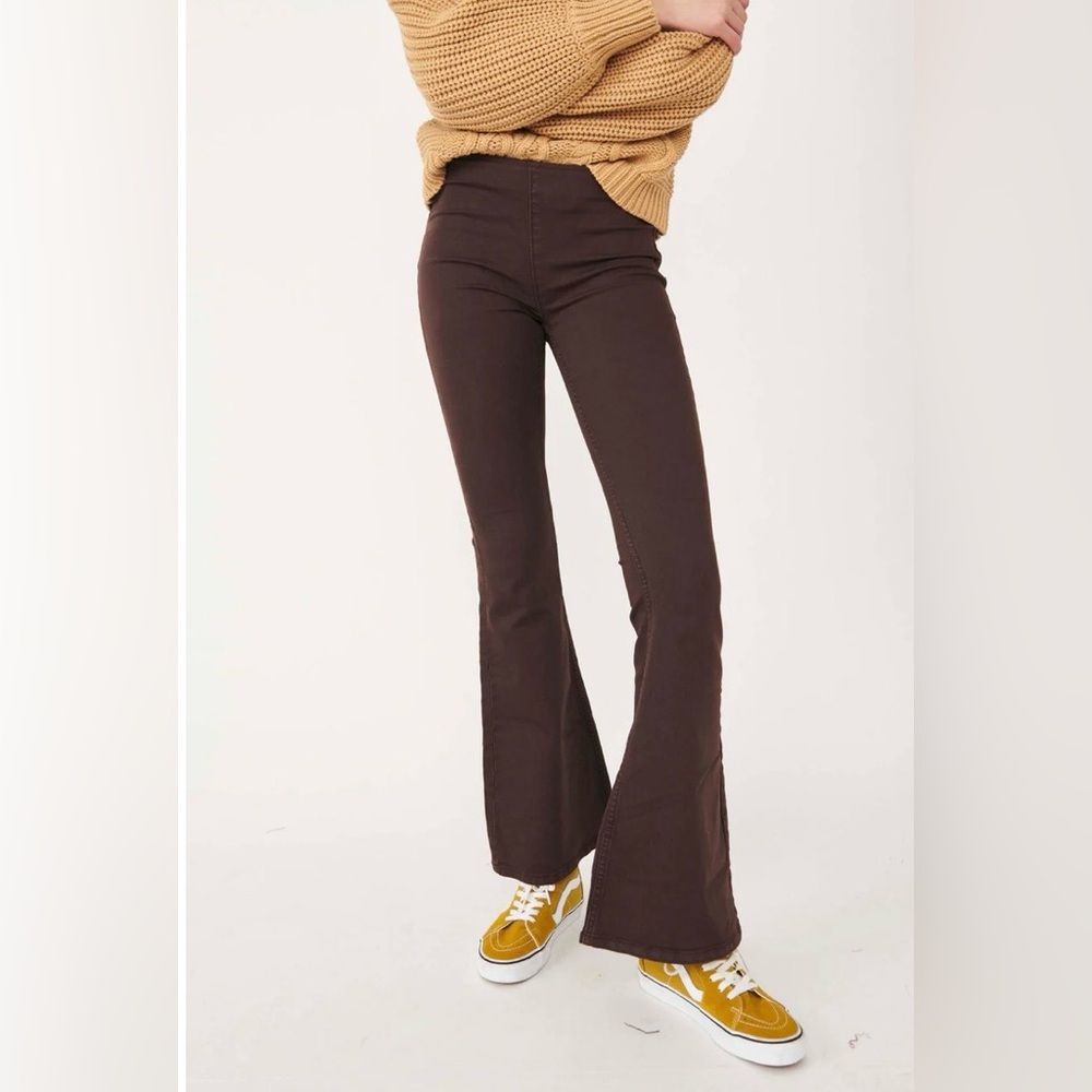 New Free People brown penny flare stretch flare jeans size 29 pull on y2k